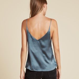 Reformation Marlowe Silk Top, Smokey Blue size XS